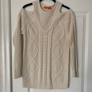 One A Open Shoulder Cream Sweater